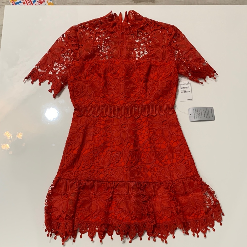 Saylor Vreni Fire Whirl Red Lace Mini Dress NWT Size Small Cocktail Party - Picture 7 of 14